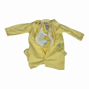 NOS Vintage Miniwear Baby's Sleeper Unisex Yellow With Matching Bib Giraffe 12 M